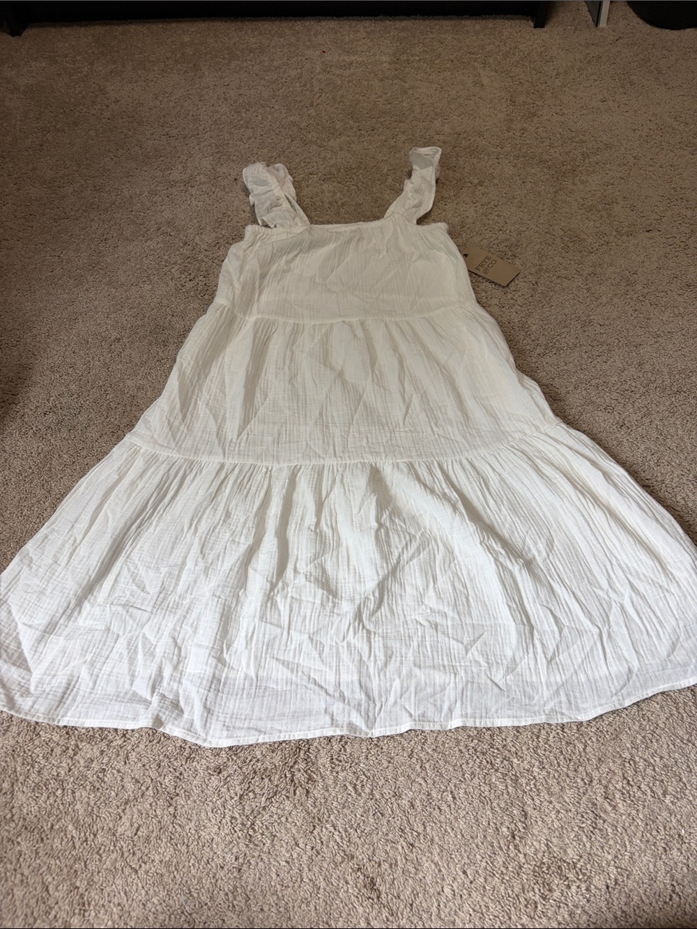 Frye and Co White Sleeveless 100% Cotton Dress Medium NWT Midi